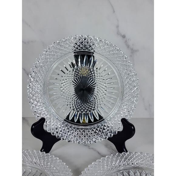 Fostoria Stratton Avon Salad Plates 8" Heavy America Lead Crystal Diamond Shaped - Picture 2 of 15